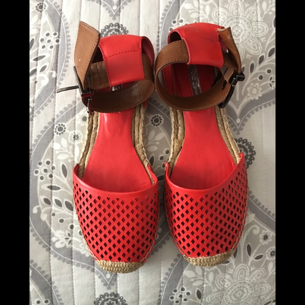 BCBG Generation Red Espadrilles with Ankle Strap.